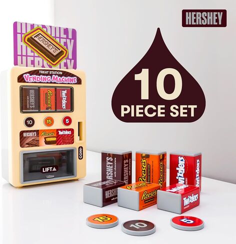Lollipop - Hershey Mini Vending Machine Toy for Kids – Pretend Play Snack and Candy Dispenser with Push Button Action – Includes 3 Coins and 6 Pretend Treats in Kuwait