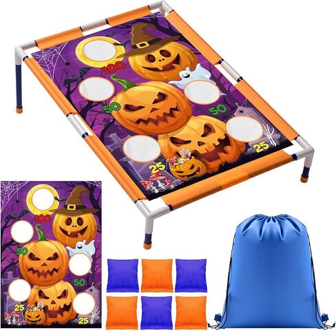 VioraWhite Halloween Bean Bag Toss Game for Kids, Pumpkin Cornhole Set in Kuwait