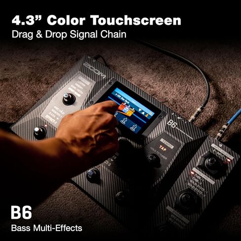 معالج Zoom B6 Bass متعدد التأثيرات مع 4 صناديق DI، ومحول A/B، وواجهة شاشة تعمل باللمس، وأكثر من 100 تأثير مدمج، ونمذجة أمبير، وIR، وLooper، وواجهة صوتية للتسجيل المباشر على الكمبيوتر in Kuwait
