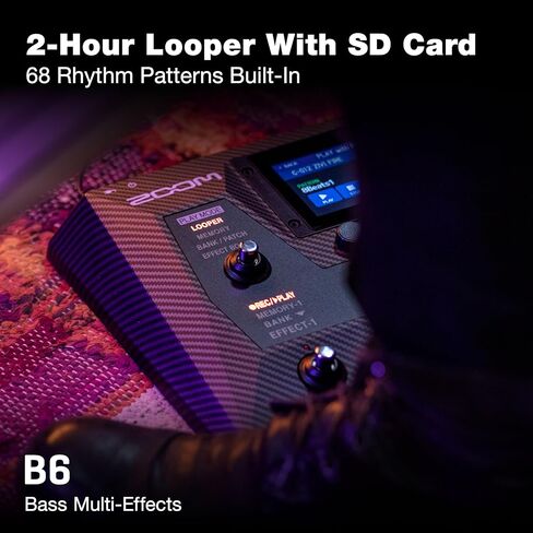 معالج Zoom B6 Bass متعدد التأثيرات مع 4 صناديق DI، ومحول A/B، وواجهة شاشة تعمل باللمس، وأكثر من 100 تأثير مدمج، ونمذجة أمبير، وIR، وLooper، وواجهة صوتية للتسجيل المباشر على الكمبيوتر in Kuwait