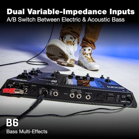 معالج Zoom B6 Bass متعدد التأثيرات مع 4 صناديق DI، ومحول A/B، وواجهة شاشة تعمل باللمس، وأكثر من 100 تأثير مدمج، ونمذجة أمبير، وIR، وLooper، وواجهة صوتية للتسجيل المباشر على الكمبيوتر in Kuwait