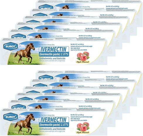 12 Pack Ivermectin Horse Paste 1.87% – Apple Flavored Oral Dewormer for Horses in Kuwait