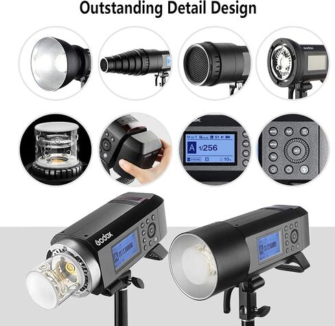 GODOX AD400 Pro AD400Pro ضوء فلاش خارجي، TTL 400W ستروب محمول 1/8000s HSS Flash Monolight، 390 قوة كاملة للملوثات العضوية الثابتة، 0.01-1 ثانية وقت إعادة التدوير، إضاءة تصوير خارجية تعمل بالبطارية in Kuwait