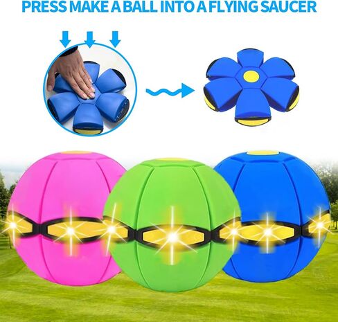 2PCS Magic Bouncing Ball Toy, Children's Magic Meta - Balls, Dual Form Pop up Flying Saucer Ball, Parent-Child Interactive with 3 Light for Indoor & Outdoor Use Pink+Blue in Kuwait