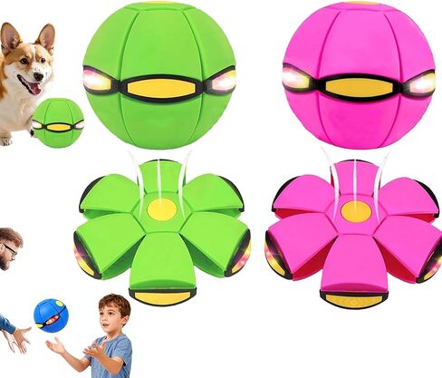 2PCS Magic Bouncing Ball Toy, Children's Magic Meta - Balls, Dual Form Pop up Flying Saucer Ball, Parent-Child Interactive with 3 Light for Indoor & Outdoor Use Pink+Blue in Kuwait