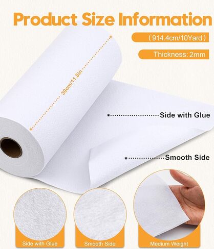 12“ x 10 Yds Fusible Fleece Medium Weight Fusible Interfacing for Sewing in Kuwait