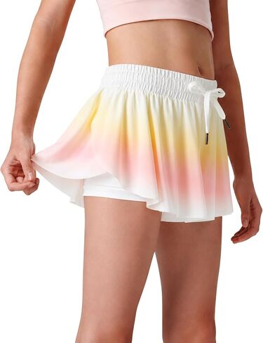 3 Pack Girls Flowy Shorts with Spandex Liner 2-in-1 Youth Butterfly Skirts for Fitness, Running, Sports in Kuwait