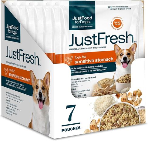 JustFoodForDogs JustFresh Fresh Sensitive Stomach Dog Food Pouches - 7 Pack in Saudi Arabia