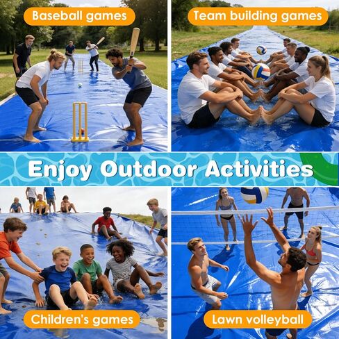 40 Ft Water Slide with 2 Inflatable Boards & Stakes, Heavy Duty Extra Long Lawn Water Slides for Kids Adults Backyard, Slip Water Slide for Summer Outdoor Water Fun (40 Ft x 7.2 Ft) in Kuwait