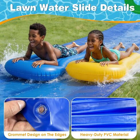 40 Ft Water Slide with 2 Inflatable Boards & Stakes, Heavy Duty Extra Long Lawn Water Slides for Kids Adults Backyard, Slip Water Slide for Summer Outdoor Water Fun (40 Ft x 7.2 Ft) in Kuwait