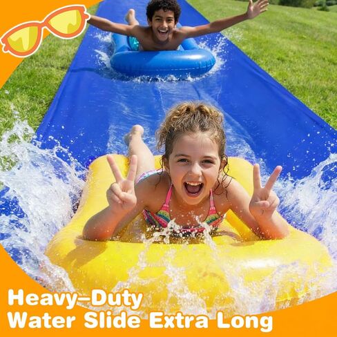 40 Ft Water Slide with 2 Inflatable Boards & Stakes, Heavy Duty Extra Long Lawn Water Slides for Kids Adults Backyard, Slip Water Slide for Summer Outdoor Water Fun (40 Ft x 7.2 Ft) in Kuwait