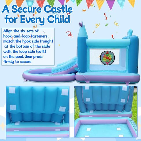 Outdoor Inflatable Water Park for Kids, PVC Water Slide Bounce House, Basketball Hoop, Ball Pit, Rings, Target Game, Jumping Castle with Blower in Saudi Arabia