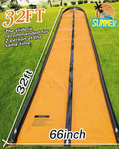 32ft Slip Water and Slide for Kids Adults, Extra Long Backyard Water Slide with Pool and 2 Inflatable Bodyboards, Summer Outdoor Games Water Toys in Saudi Arabia