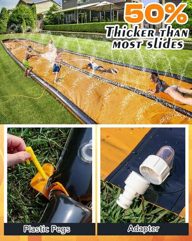 32ft Slip Water and Slide for Kids Adults, Extra Long Backyard Water Slide with Pool and 2 Inflatable Bodyboards, Summer Outdoor Games Water Toys in Saudi Arabia