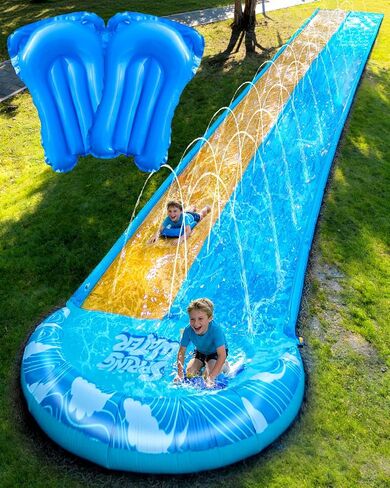 Spring Water Extra Long Slip and Water Slide for Kids Adults Backyard, 32ft Giant Inflatable Slip n WaterSlide for Heavy Duty, Summer Outdoor Water Toys with 2 Bodyboards in Saudi Arabia