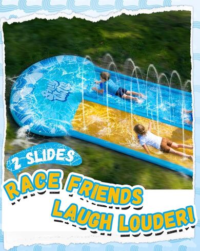 Spring Water Extra Long Slip and Water Slide for Kids Adults Backyard, 32ft Giant Inflatable Slip n WaterSlide for Heavy Duty, Summer Outdoor Water Toys with 2 Bodyboards in Saudi Arabia