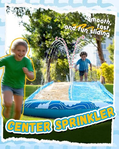 Spring Water Extra Long Slip and Water Slide for Kids Adults Backyard, 32ft Giant Inflatable Slip n WaterSlide for Heavy Duty, Summer Outdoor Water Toys with 2 Bodyboards in Saudi Arabia