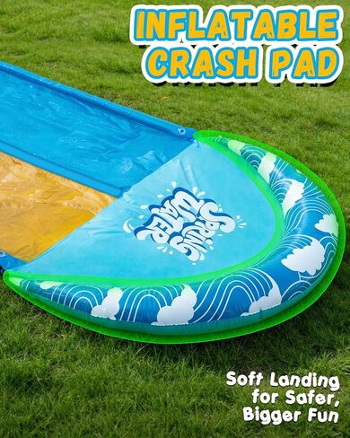 Spring Water Extra Long Slip and Water Slide for Kids Adults Backyard, 32ft Giant Inflatable Slip n WaterSlide for Heavy Duty, Summer Outdoor Water Toys with 2 Bodyboards in Saudi Arabia
