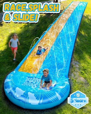 Spring Water Extra Long Slip and Water Slide for Kids Adults Backyard, 32ft Giant Inflatable Slip n WaterSlide for Heavy Duty, Summer Outdoor Water Toys with 2 Bodyboards in Saudi Arabia