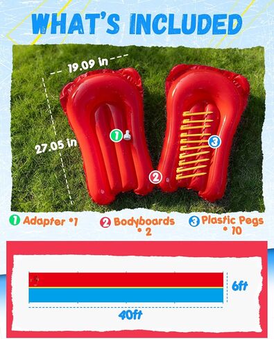 Spring Water 40ft Slip and Water Slide for Kids Backyard, Extra Long 2 Lanes Slip n Water Slide with Sprinkler, Gaint Water Slides with 2 Inflatable Bodyboards Outdoor Fun Summer Water Toys in Saudi Arabia