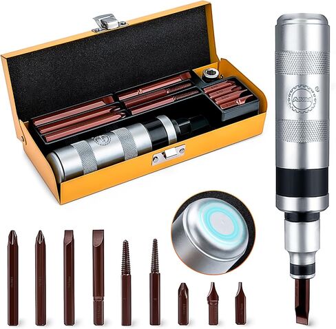 AKM 1/2" Hand Manual Reversible Impact Driver Set Extractor-12 PCS Impact Screwdriver S2 Steel Much More Durable Disengage Rusted Fasteners or Frozen Bolts in Kuwait