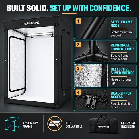 Light Box Photography LED Photo Studio Large Lightbox Professional 47x39x78 inch Dimmable Video Continuous Lighting Cube Shooting Tent Kit for Product Photography with Blue/White/Black PVC Backgrounds in Kuwait