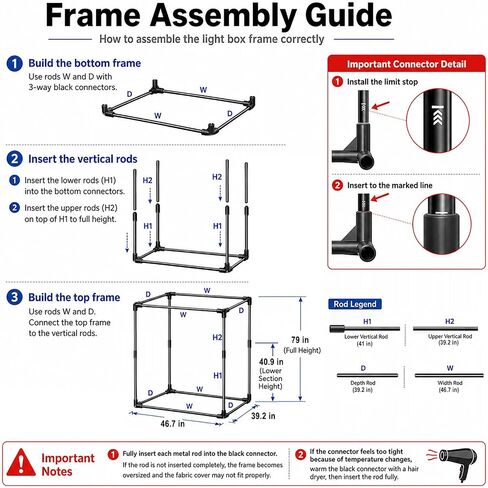 Light Box Photography LED Photo Studio Large Lightbox Professional 47x39x78 inch Dimmable Video Continuous Lighting Cube Shooting Tent Kit for Product Photography with Blue/White/Black PVC Backgrounds in Kuwait