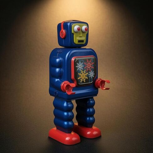 Tinplate Robot Vintage-Style Clockwork Robot Retro Figure for Collectors, Shelf in Saudi Arabia