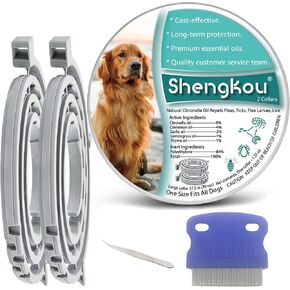 Flea and Tick Collar for Large Dogs 2 Pack, Waterproof & Adjustable Dog Flea Collar with Natural Essential Oils, 12-Month Protection, Includes Flea Comb & Tweezers in Premium Aluminum Gift Box in Saudi Arabia