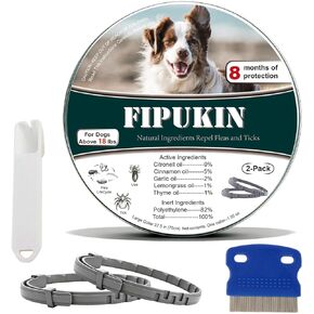 Flea and Tick Collar for Large Dogs, 2‑Pack | 8‑Month Waterproof Protection with Natural Essential Oils | Includes Comb & Tick Removal Tool in Saudi Arabia