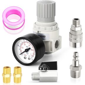 MEANLIN MEASURE 1/2 Inch NPT Air Compressor Regulator with Gauge, 0-150 PSI BR4000 Air Gauge Regulator Inline for Air Compressor and Pneumatic Tools in Saudi Arabia