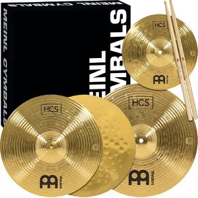 Meinl Cymbals HCS Cymbal Set Box Pack for Drums with 13" Hihats, 14" Crash, Plus Free 10" Splash, Sticks, Lessons — Made in Germany — Durable Brass, 2-Year Warranty, HCS1314 in Saudi Arabia