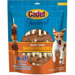 Cadet Gourmet Shish Kabob Dog Chews for Small Dogs, Rawhide Treats with Chicken, Duck and Sweet Potato, Healthy & Natural Beef Hide, 5-Inch Sticks, 24 oz in Kuwait