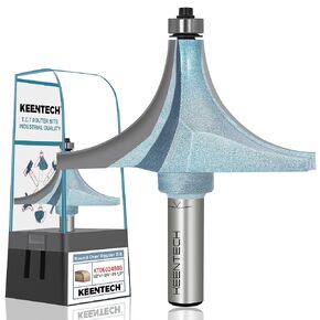 KEENTECH Round Over Router Bit, 1/2" Shank x 3-1/2" Dia x 1-1/2" Radius | Industrial Grade, Tungsten Carbide Tipped, 10X Lifespan, Woodworking in Saudi Arabia