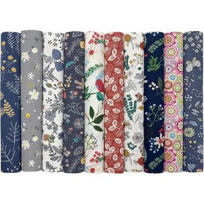 10Pcs Cotton Fabric Squares Bundles 25 x 25 cm Floral Patterns Printed Fabric Patchwork Craft Cloths for Sewing Quilting DIY Needlework Decoration Scrapbooking Handwork (Grey) in Kuwait