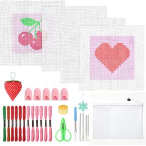 31Pcs Heart Cherries 18 Mesh Painted Needlepoint Canvas Kit For Beginners in Saudi Arabia