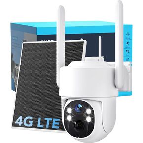 GNCC Security Camera Wireless Outdoor, 4G LTE Cellular Camera Solar Panel, 2K, 360° Live Video, Motion Detection, Night Vision, No WiFi, 2 Way Audio, Include 64GB Micro SD&SIM Card in Saudi Arabia