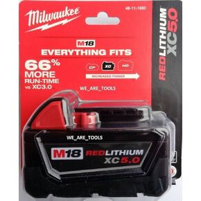 Milwaukee 48-11-1852 M18 REDLITHIUM XC 5 Ah Lithium-Ion Extended Capacity Battery (2-Pack) in Kuwait