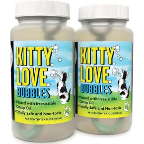 Kitty Love Bubbles: 2 Pack Catnip Scented - 4oz Bottles, Catnip Infused Long Lasting Bubbles for Cats, Non-Toxic & Allergen-Free, Combine Toy & Treat in Kuwait