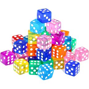 GWHOLE 40 Pieces 16mm Dice Set, 8 Translucent Colors in Saudi Arabia