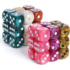 36 Pcs Polyhedral Dice 6 Sided 16mm Smooth Round Corner Dices Multicolored Acrylic Dices Set Classroom Teaching Math Learning Party Entertainment for Dice Table Games Games Board in Kuwait