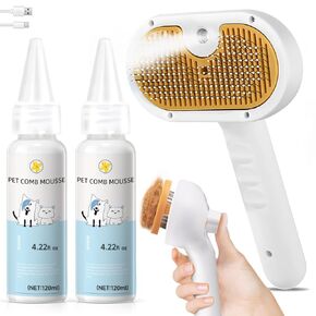 Pet Steam Brush for Dog & Cat Includes Waterless 2*Shampoo in Kuwait