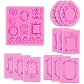 13 Pcs Vintage Picture Frame Molds, Baroque Frame Chocolate Molds for Candy Cake Decorating Cupcake Topper Polymer Clay Craft in Saudi Arabia