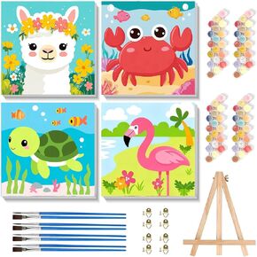 Gemozaic 4 Pack Paint by Numbers Kit for Kids Age 4-12 with Frame and Easel in Kuwait