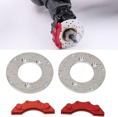 2 Pcs/Set RC Wheel Brake Disc and Caliper Set,1.38 Inch Aluminum Alloy Brake Rotor Upgrade Parts for Traxxas TRX4/TRX6 1/10 RC Cars in Kuwait