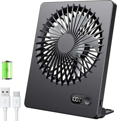 Zuvas Desk Fan Battery Operated Rechargeable 180°Tilt Folding Personal Ultra Quiet Small Portable Fan Beige in Kuwait