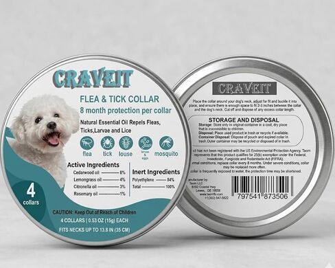 Craveit Flea and Tick Collar for Dogs, 4 Pack, Small Dogs Under 18 lbs in Saudi Arabia