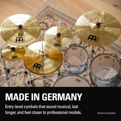 Meinl Cymbals HCS Ultimate Cymbal Set Box Pack for Drums with Hihats, Ride, China, Splash, Bell and Free 16" Trash Crash — Made in Germany — Durable Brass, 2-Year Warranty SCS1 in Kuwait