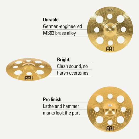 Meinl Cymbals HCS Ultimate Cymbal Set Box Pack for Drums with Hihats, Ride, China, Splash, Bell and Free 16" Trash Crash — Made in Germany — Durable Brass, 2-Year Warranty SCS1 in Kuwait