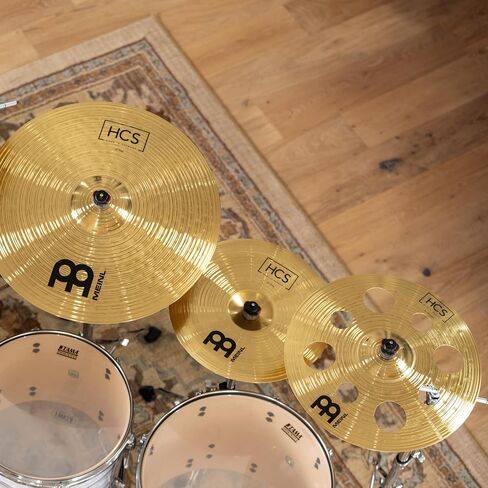 Meinl Cymbals HCS Ultimate Cymbal Set Box Pack for Drums with Hihats, Ride, China, Splash, Bell and Free 16" Trash Crash — Made in Germany — Durable Brass, 2-Year Warranty SCS1 in Kuwait